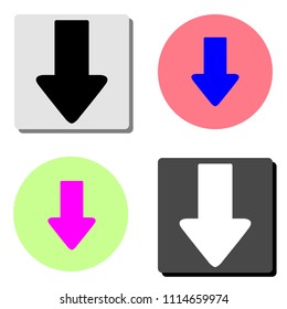 Down arrow. simple flat vector icon illustration on four different color backgrounds