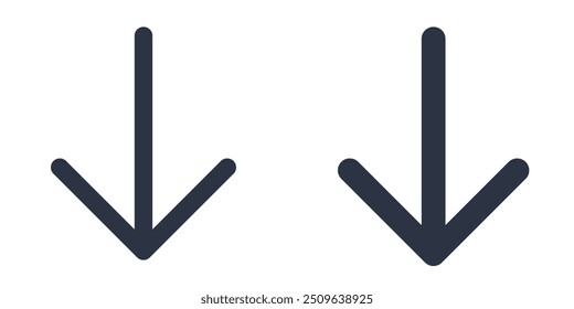 Down Arrow simple icons set designed in filled, outline, line and stroke style