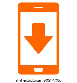 Flecha abajo y smartphone en blanco