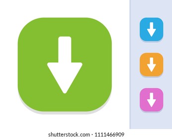Down Arrow - Square Glyph Buttons. A simple vector icon.