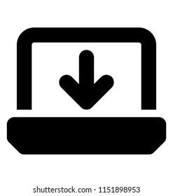 
Down arrow symbol on laptop screen indicating downloading 
