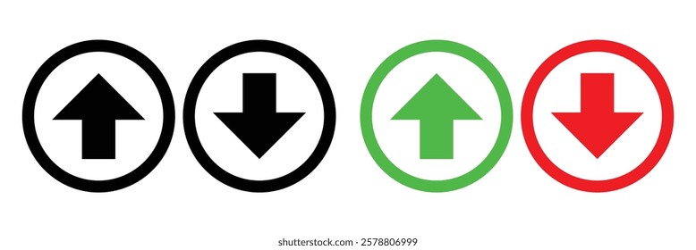 Up and Down Arrow Symbol. Vector Up and Down Arrow Icons. Up and Down Arrow Icons for Download, Upload, and Sorting.