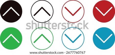 Up and down arrow symbols within circles