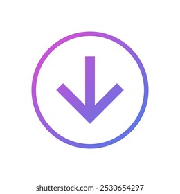 Icono o Descarga del Vector de flecha hacia abajo, símbolo de diseño plano.