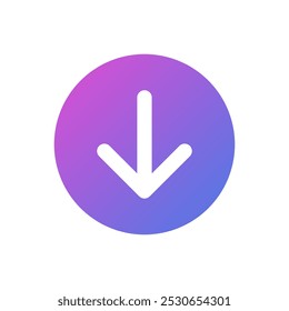 Down arrow vector icon or download, flat design symbol.