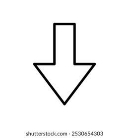 Down arrow vector icon or download, flat design symbol.