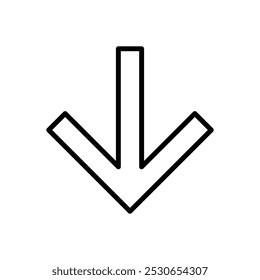 Down arrow vector icon or download, flat design symbol.