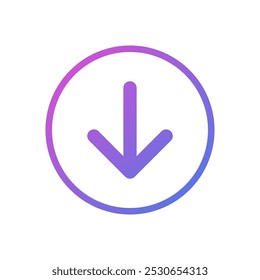 Icono o Descarga del Vector de flecha hacia abajo, símbolo de diseño plano.