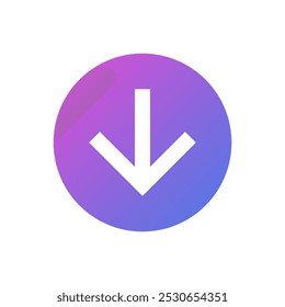 Down arrow vector icon or download, flat design symbol.