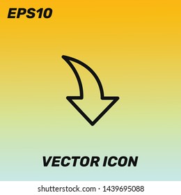 Down arrow vector icon illustration. Ui/Ux. Golden gradient background. Premium quality.