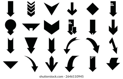 Ícone de vetor de seta para baixo . ilustração de vetor. Pictogramas e infográficos para aplicativos móveis.