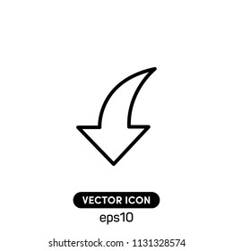 Down Arrow Vector Icon Illustration.White Background.Premium Quality.