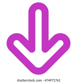 Down Arrow vector icon. Style is contour flat icon symbol, violet color, white background.