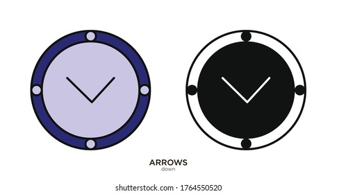 Down arrow vector illustration lineal color and filled design