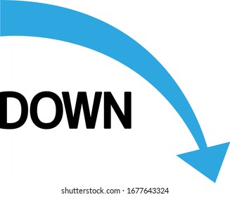 Down arrow vector illustration, stock market, crash