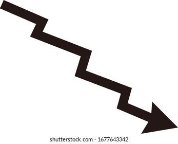 Down arrow vector illustration, stock market, crash