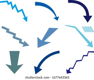 Down arrow vector illustration, stock market, crash