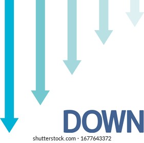 Down arrow vector illustration, stock market, crash