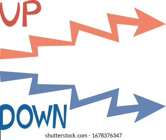 Down arrow vector illustration, stock market, crash