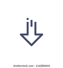 Down Arrow Vector Line Icon Pixel Perfect. Editable 2 Pixel Stroke Weight. Direction Icon for Website Mobile App Presentation