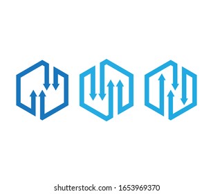 Up and down arrow vector logo white background. Stock illustration