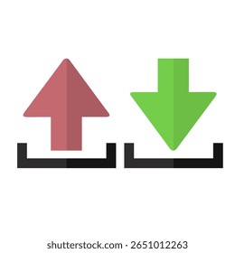Ilustração de conjunto de vetor de seta para cima e para baixo.