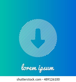 Down Arrow White stroke fill with blue & green gradient background Icon / Logo Design