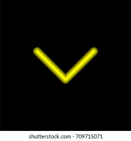 Down arrow yellow glowing neon ui ux icon. Glowing sign logo vector