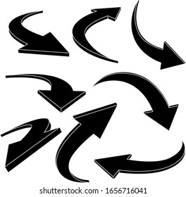 Up and down arrows. Black outline icons. Vector illustration isolated on white background