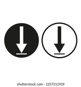 Down arrows in circles. Graphic element. Vector illustration.