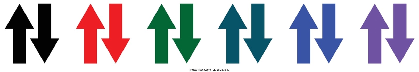 Up and Down Arrows Concept - Colorful Opposite Direction Symbols Set.