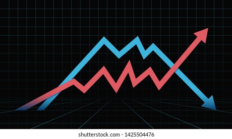 Up and down arrows. Concept of profit and loss. Stock market arrows.