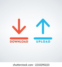 Flechas arriba y abajo con diseño de concepto de descarga y envío. Cargar símbolo de datos de Internet. Tecnología de nube. Interfaz de equipo.