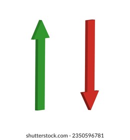 Auf und ab Pfeile in Grün und Rot. Vektorgrafik. EPS10.