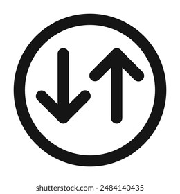 Icono de flechas arriba y abajo en blanco y negro Vector signo