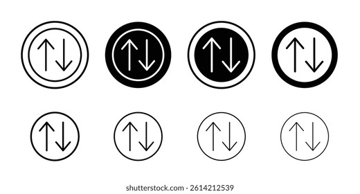 Up and down arrows icon Black and white outline vector