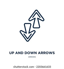 up and down arrows icon from arrows collection. Thin linear up and down arrows, arrow, up outline icon isolated on white background. Line vector up and down arrows sign, symbol for web and mobile