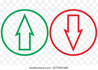 Up and Down arrows icon. Colorful vector illustration. Verity of Red, Green, blue, white and Black colorful Designs.