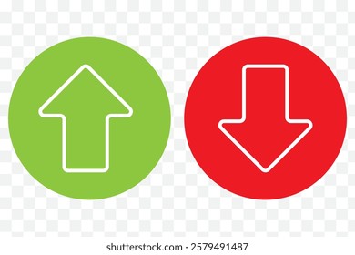 Up and Down arrows icon. Colorful vector illustration. Verity of Red, Green, blue, white and Black colorful Designs.