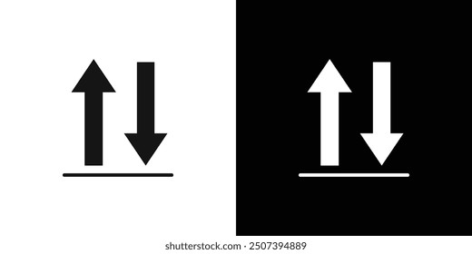 Up and down arrows icon Flat vector set outline