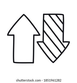 up down arrows icon over white background, line style, vector illustration