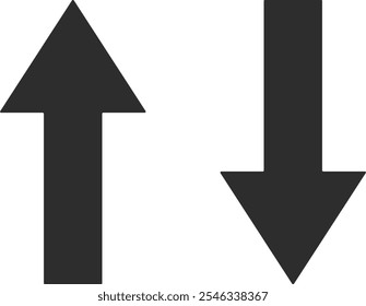 Conjunto de iconos de flechas arriba y abajo. navegación por Web. Icono de descarga de flecha. símbolo de dirección de flecha
