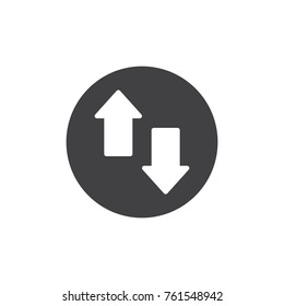 Up and down arrows icon vector, filled flat sign, solid pictogram isolated on white. Exchange symbol, logo illustration.