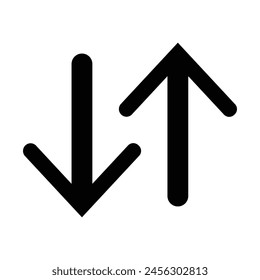 up and down arrows icon vector, Rounded mini arrows, up-down icon. A small two-way black direction symbol 3 1 2
