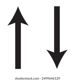 Up and down arrows icon vector, Rounded mini arrows, up-down icon. A small two-way black direction symbol.