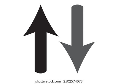 up and down arrows icon vector, Rounded mini arrows, up-down icon. A small two-way black direction symbol.