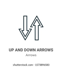 Up and down arrows outline vector icon. Thin line black up and down arrows icon, flat vector simple element illustration from editable arrows concept isolated on white background