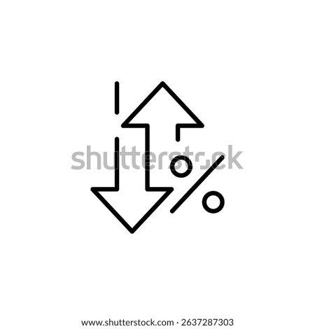 Up and Down Arrows with Percentage Symbol Line Icon Showing Market Fluctuation or Interest Rate Volatility