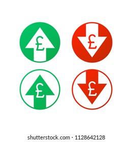 Up and Down arrows with Pound sign in flat icon design on white background.