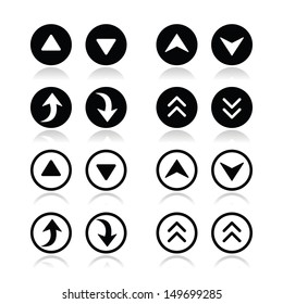 Up and down arrows round icons set 